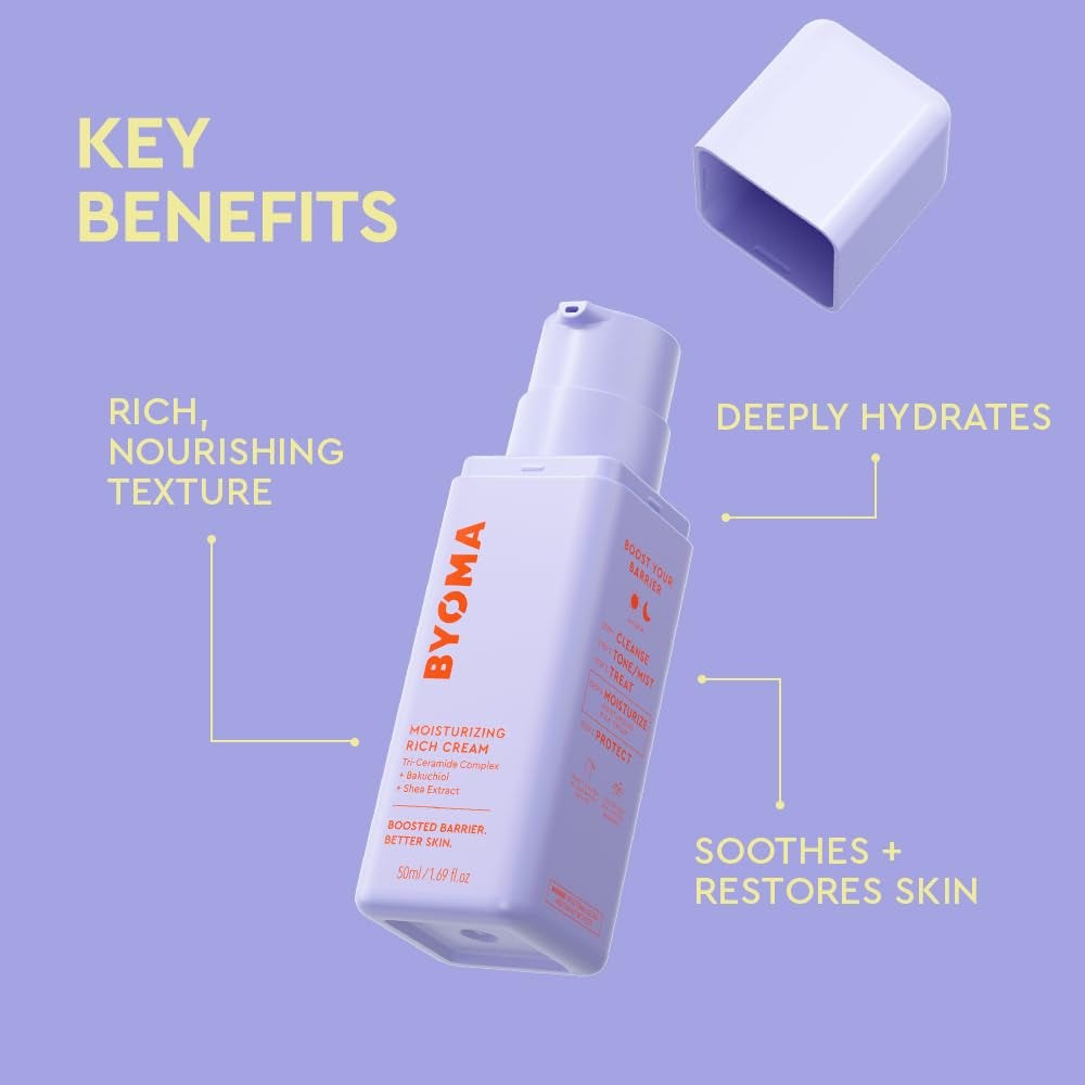 Moisturizing Rich Cream - Barrier Repair Cream Face Lotion with Bakuchiol & Shea Extract - Ceramide Face Moisturizer for Dry Skin - anti Wrinkle, Alcohol Free Face Moisturizer - 1.69 Fl.Oz