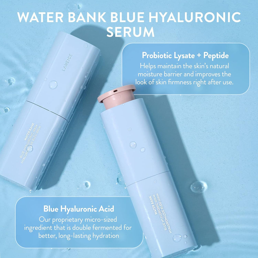 LANEIGE Water Bank Blue Hyaluronic Serum: Hydrating Face Serum with Peptide & Green Tea Enzyme to Improve Skin Firmness & Radiance