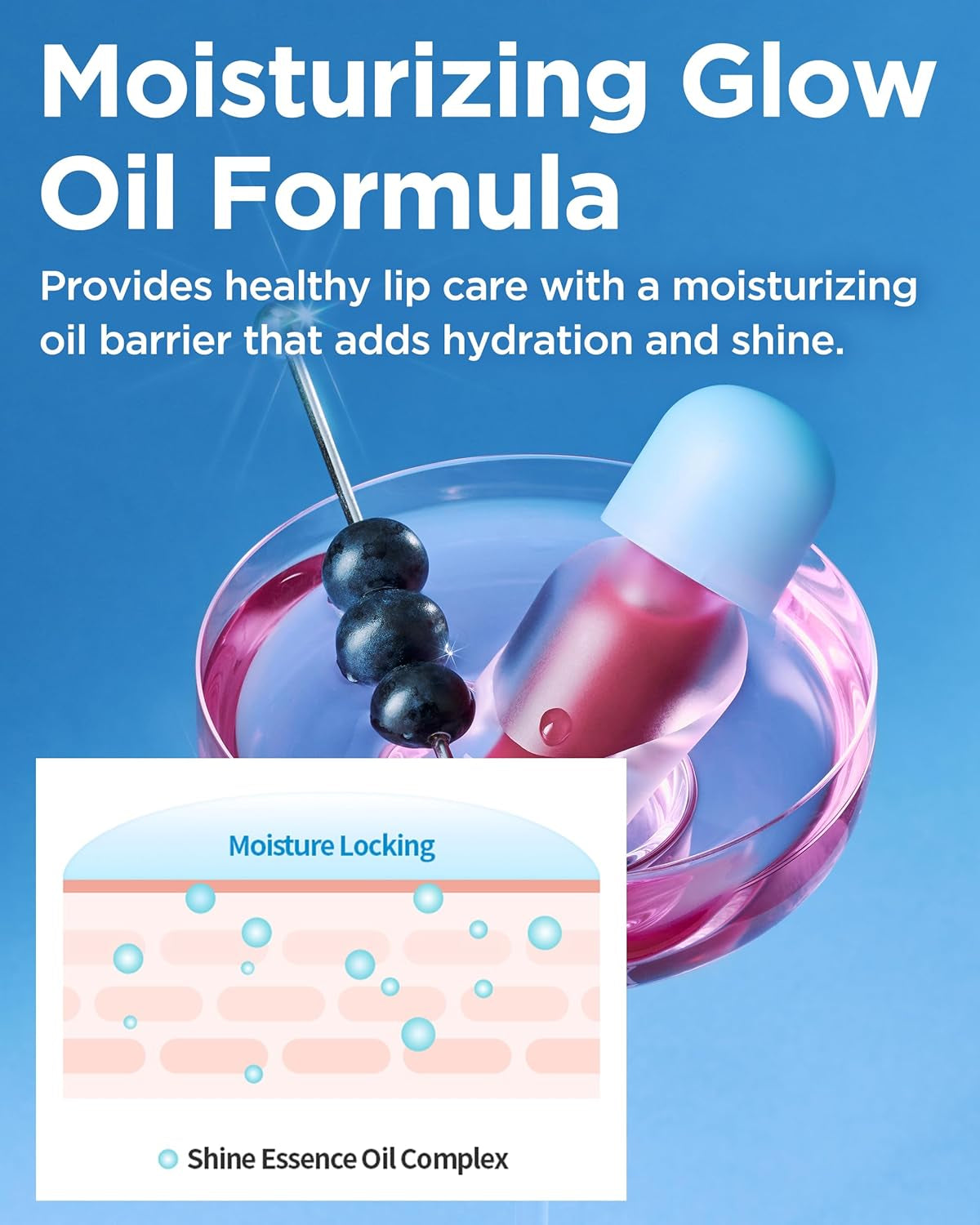 Juicy Berry Plumping Lip Oil 17 Berry Milk – Korean Vegan Hydrating Lip Oil with Plant Oils for High Shine Gloss - Non Sticky Formula for All Skin Tones, 0.12 Fl.Oz.
