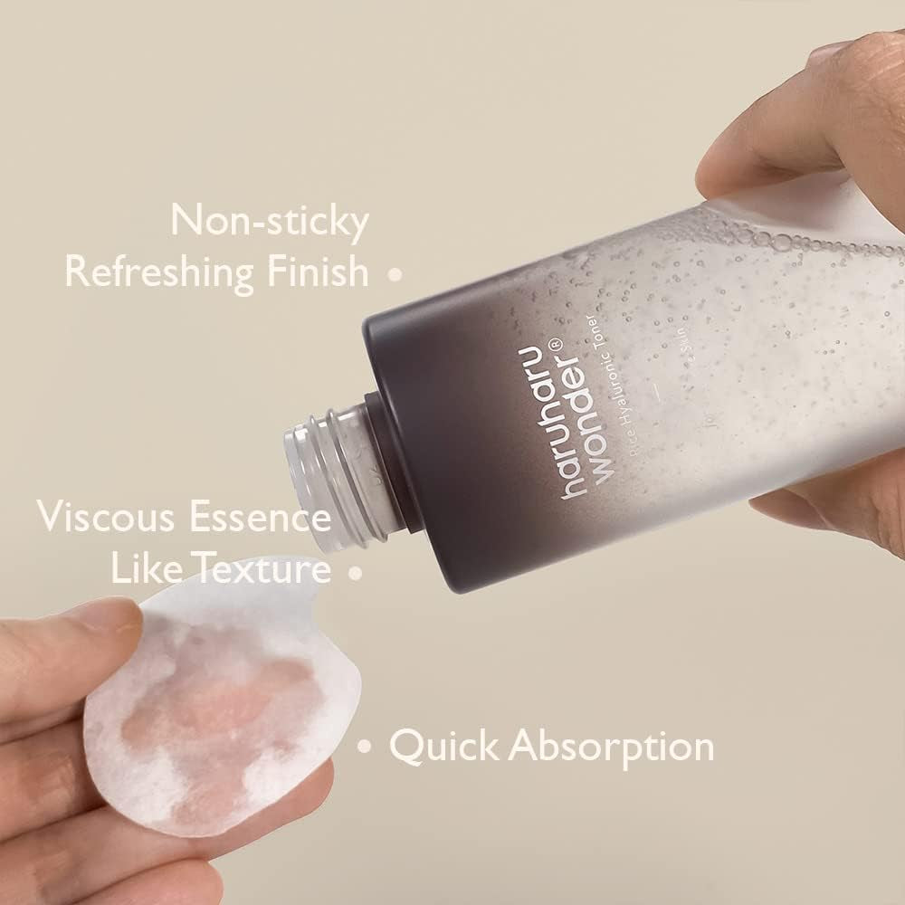 Haruharu Wonder Tónico Facial Hidratante Para Pieles Sensibles Con Ácido Hialurónico Y De Arroz Negro, Para Todas Las Pieles, Skincare Coreano, Mejora Textura De La Piel, Libre Crueltad Animal, 150Ml