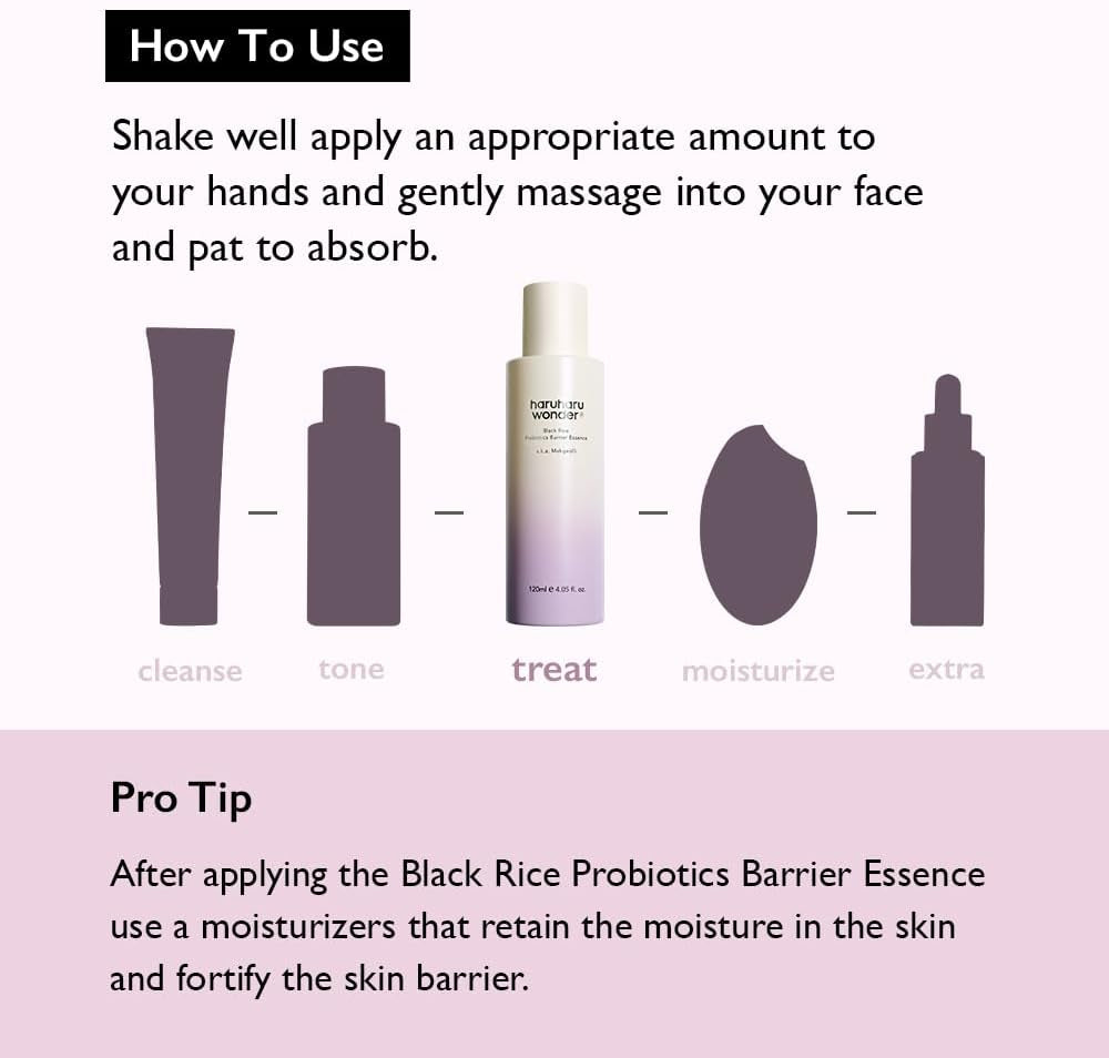 Wonder Black Rice Probiotics Barrier Essence 1.01 Fl. Oz., Travel Size Essence Toner to Strengthen Skin Barrier with Ceramides, Fermented Ingredients, Soothing, Moisturizing, Plumping