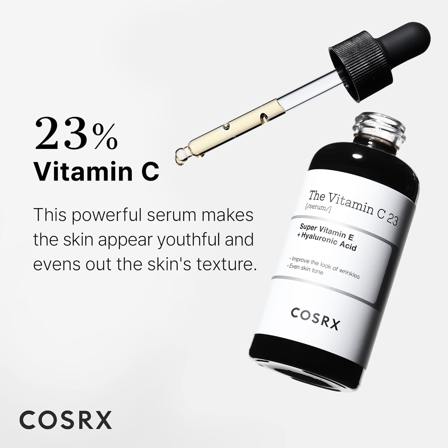 Pure Vitamin C 23% Serum with Vitamin E & Hyaluronic Acid, Brightening & Hydrating Facial Serum for Fine Lines, Uneven Skin Tone & Dull Skin, Korean Skincare, 0.7Oz/20G