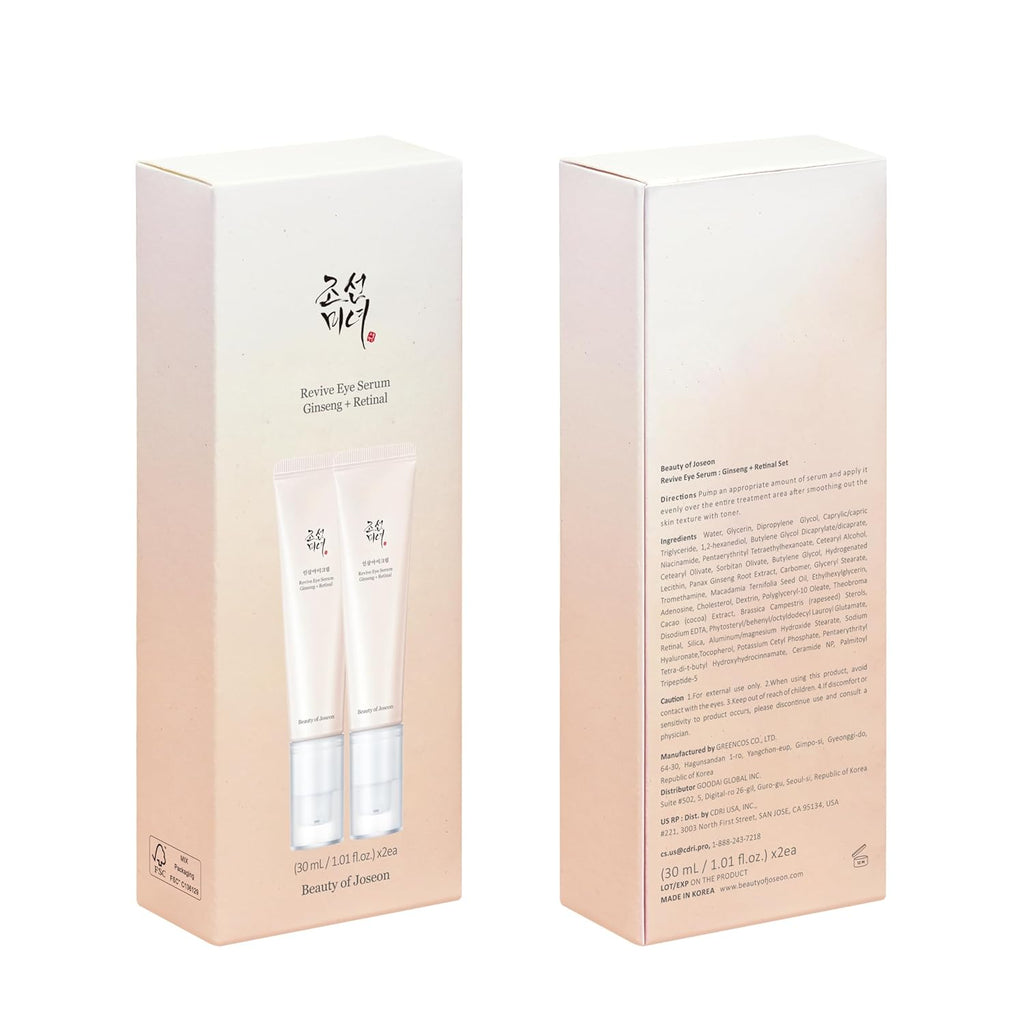 Beauty of Joseon Revive Augenserum Mit Niacinamid Retinamid, Concealer Für Taschen, Feine Linien, Augenringe Und Falten, Koreanische Hautpflege, 30 Ml, 1 Fl.Oz, 2 Packungen