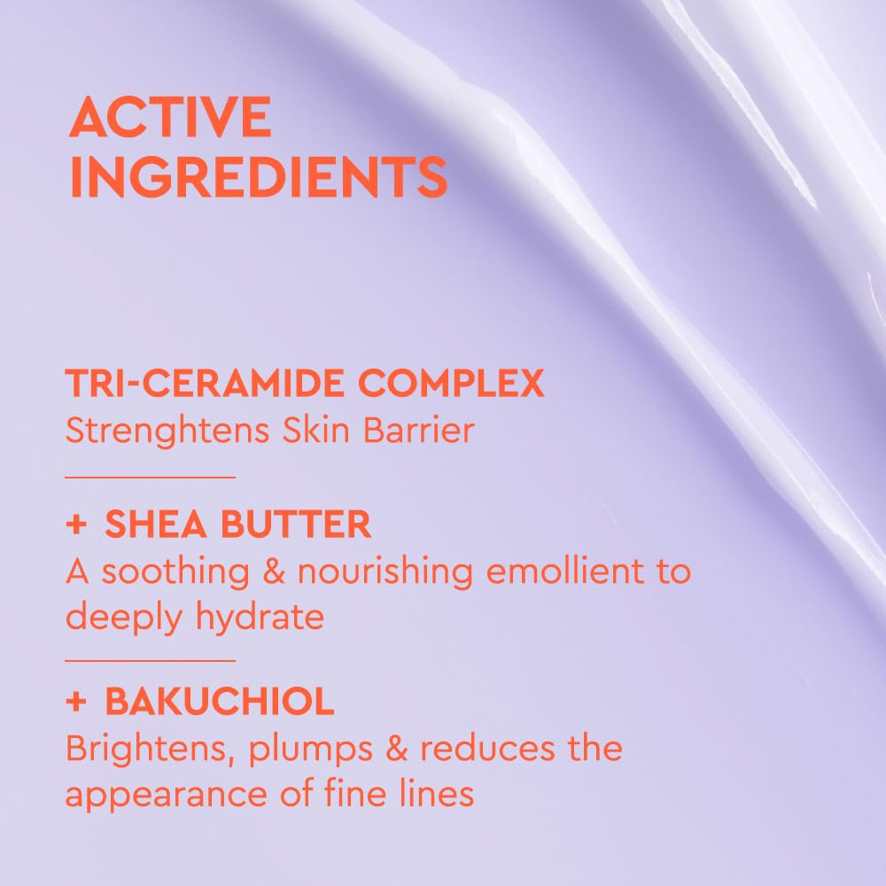 Moisturizing Rich Cream - Barrier Repair Cream Face Lotion with Bakuchiol & Shea Extract - Ceramide Face Moisturizer for Dry Skin - anti Wrinkle, Alcohol Free Face Moisturizer - 1.69 Fl.Oz