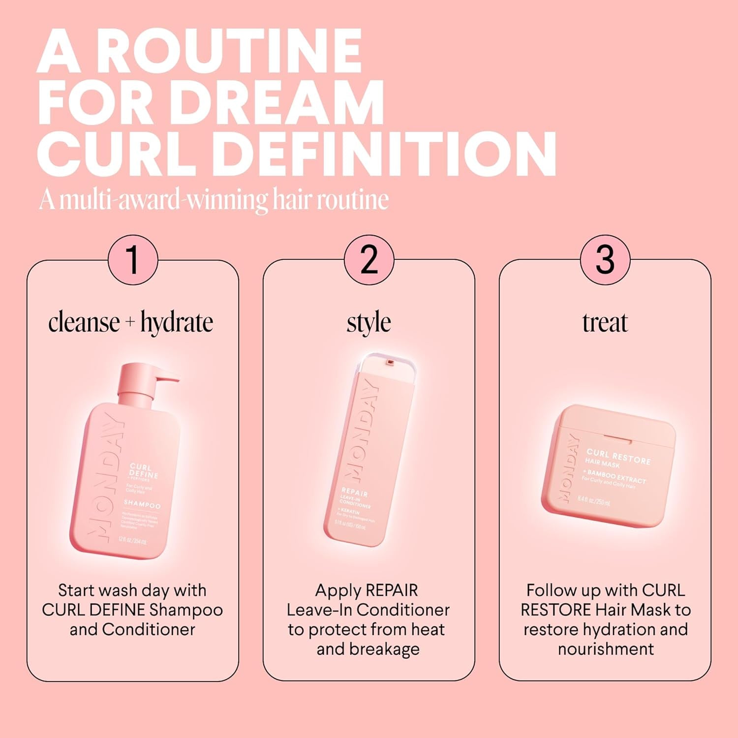 CURL DEFINE Shampoo with Peptides, Coconut Oil & Provitamin B5 for Curls of All Types 354 Ml