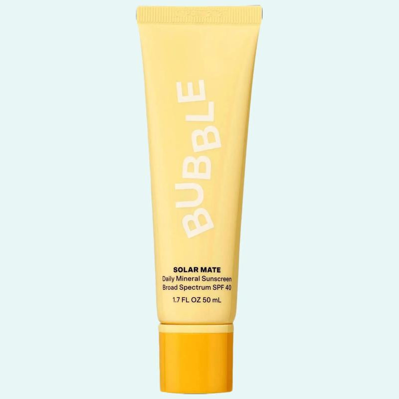 Bubble Skincare Solar Mate Mineral Face Sunscreen Broad Spectrum SPF 40 - Zinc Oxide Sunscreen with Blue Light Protection & Ginseng Extract - Sheer, Lightweight Coverage with No White Cast