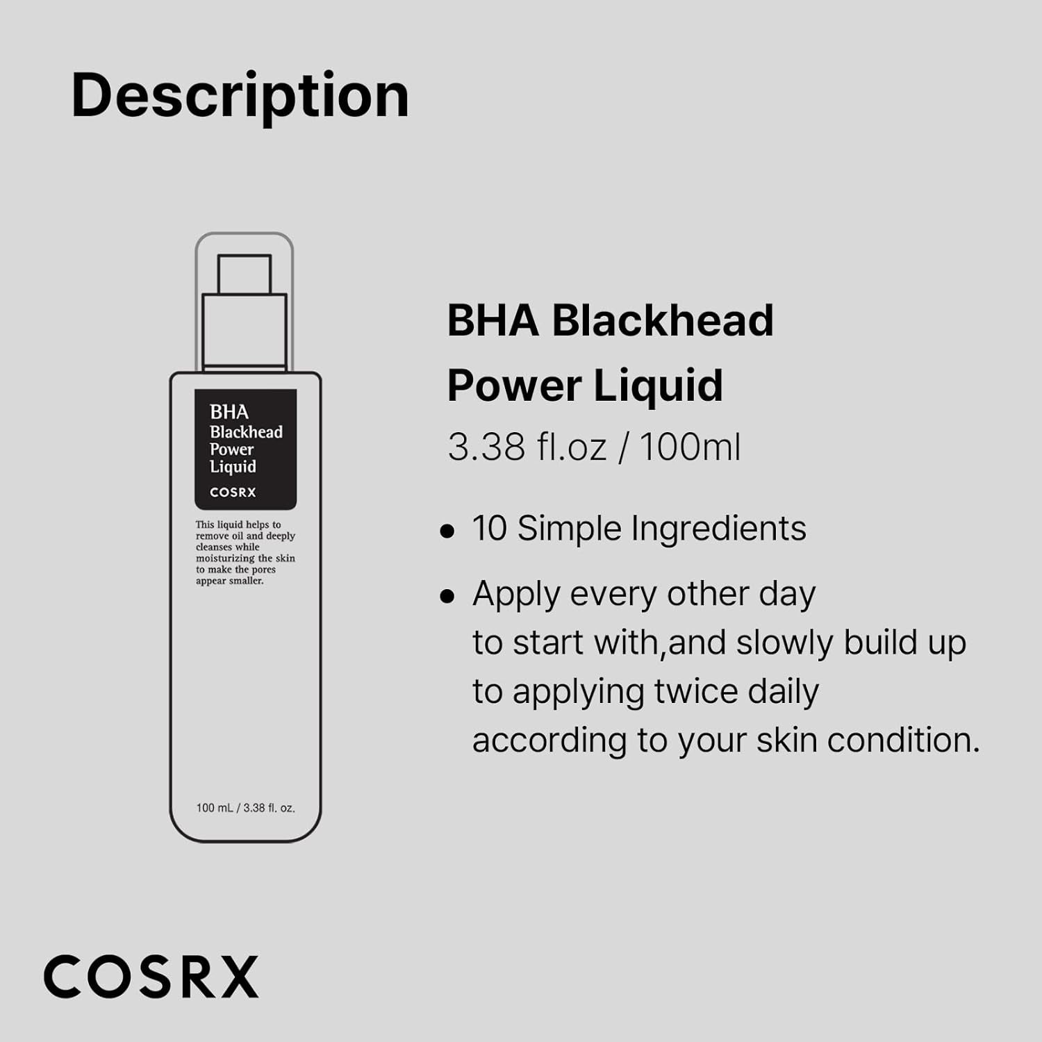 Niacinamide 2% + BHA 4% Blackhead Exfoliant Toner 3.38 Fl.Oz / 100Ml, Korean Toner, Blackhead Remover, Pore Minimizer for Enlarged Pores, for All Skin Types, Korean Skin Care