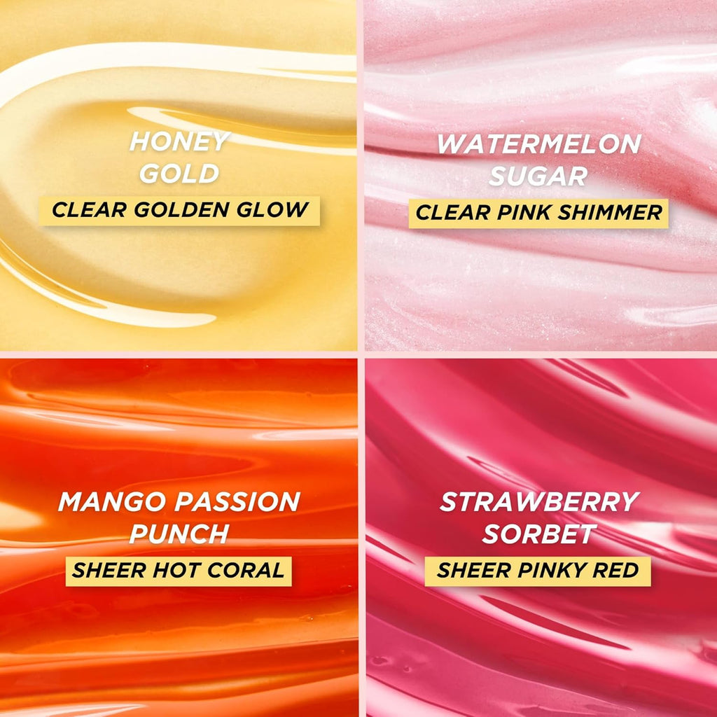 Honey Infused Hydrating Lip Oil, Nourishing Moisturizer for Dry Lips, High Shine, Smooth Finish, Clear Golden Glow, Fresh Honey Scent, 8Ml