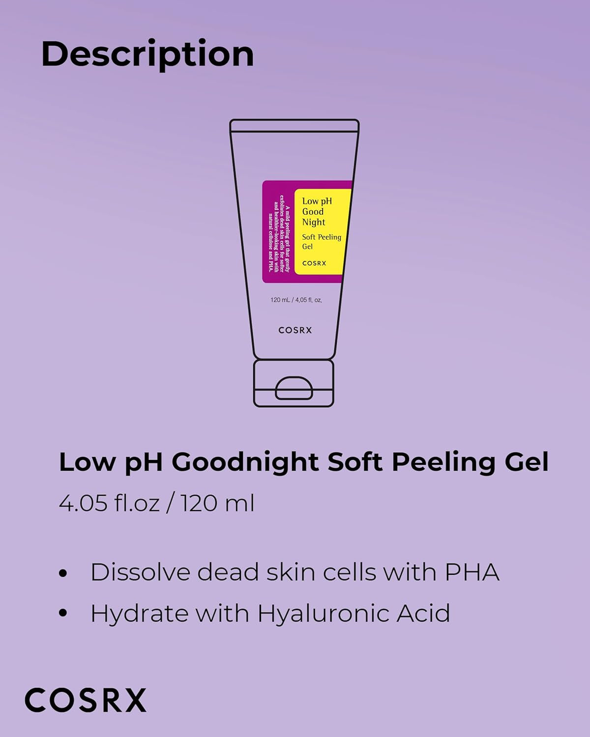 Low Ph Good Night Soft Peeling Gel, 4.05 Fl Oz / 120Ml, Mildly Exfoliating PHA for Sensitive Skin with Natural Cellulose, Radiating, Cleansing, Not Tested on Animals, Korean Skin Care