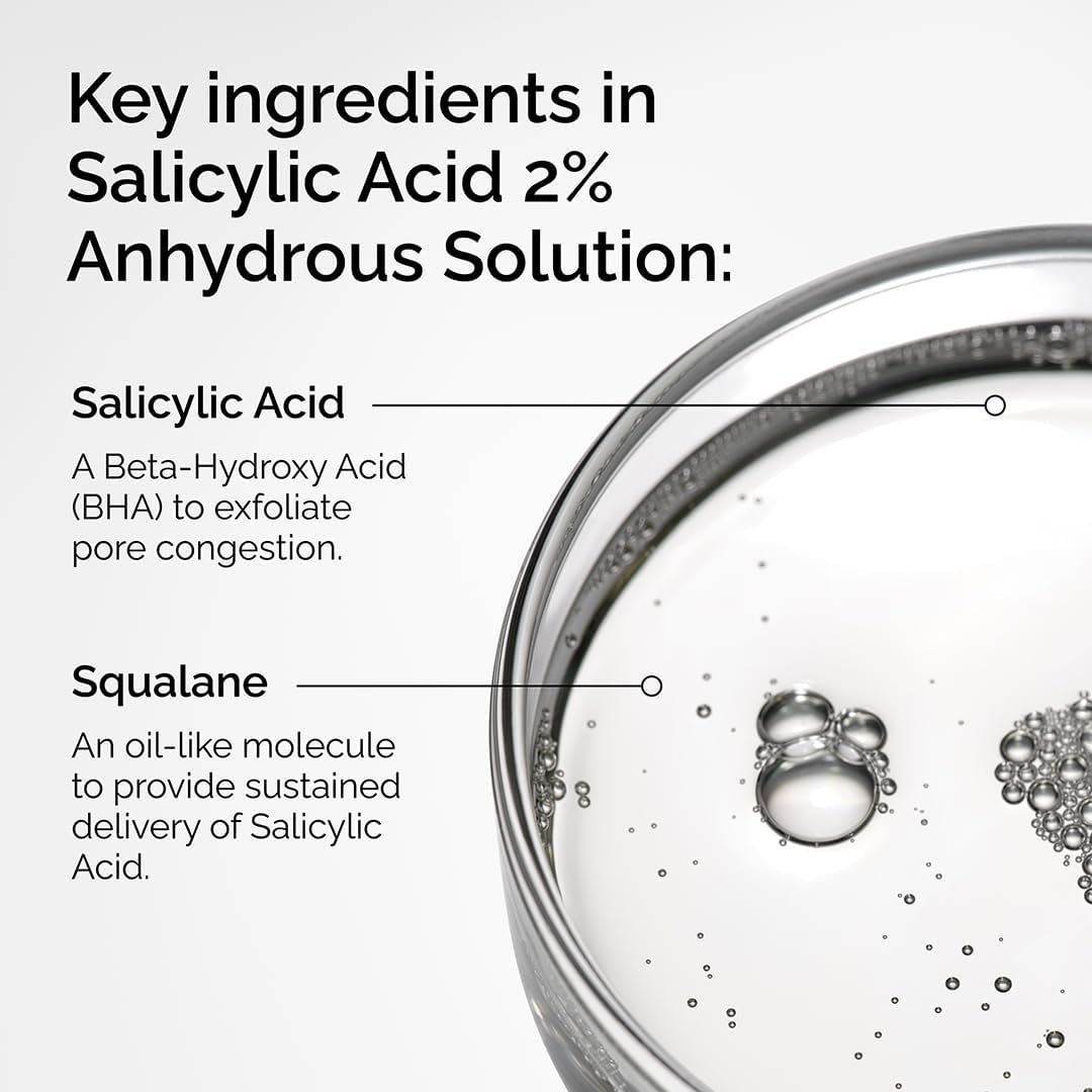 The Ordinary Salicylic Acid 2% Anhydrous Solution, Gentle Exfoliating Serum for Blemish-Prone Skin and Uneven Texture, 30Ml
