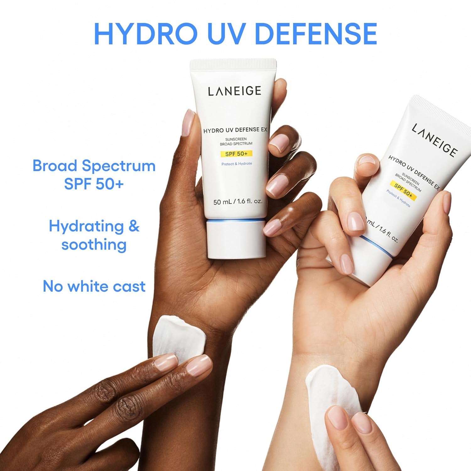 LANEIGE Hydro UV Defense Sunscreen SPF 50+: Hypoallergenic & Dermatologist-Tested Korean Broad Spectrum Sun Protection with No White Cast