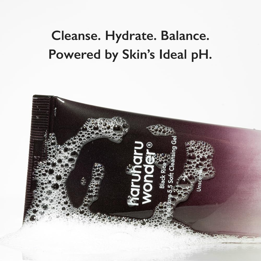 Black Rice Moisture 5.5 Soft Cleansing Gel – Gentle Face Wash for Dry to Normal Skin, Low 5.5Ph, Soap Free, Hydrating, Fragrance Free, Daily Use, Korean Skincare, 100Ml