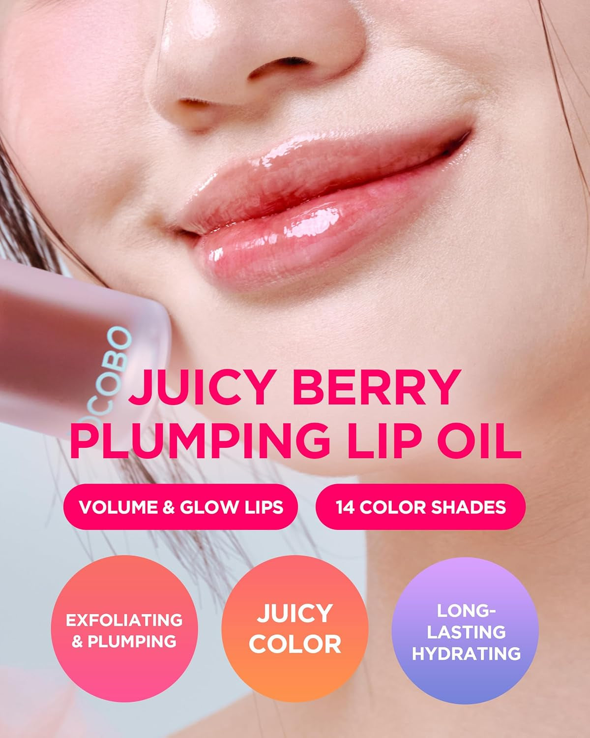 Juicy Berry Plumping Lip Oil 13 Choco Berry – Korean Vegan Hydrating Lip Oil with Plant Oils for High Shine Gloss - Non Sticky Formula for All Skin Tones, 0.12 Fl.Oz.