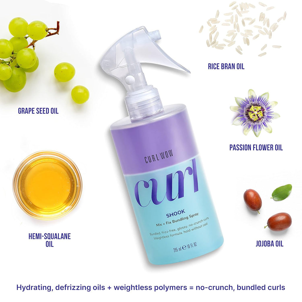 COLOR WOW Curl Wow Shook Mix + Fix Bundling Spray – Shake-To-Activate Spray Combines Powerful Hydrators + Crunch-Free Polymers for Perfectly Defined, Glossy, Frizz-Free Curls