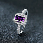 Luxury Female Purple Zircon Stone Engagement Ring Charm Silver Color Wedding Jewelry for Women
