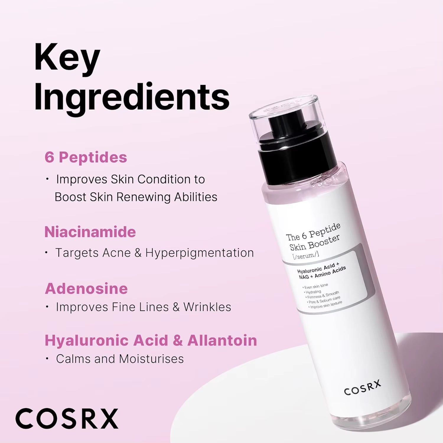 COSRX 6X Peptide Collagen Boosting Toner with Niacinamide and Hyaluronic Acid Korean Skincare for All Skin Types