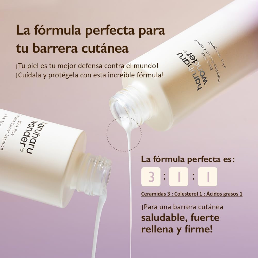 Haruharu Wonder Black Rice Probiotics Barrier Essence 120Ml, Esencia Tónica Coreana, Refuerza La Barrera Cutánea Con Ceramidas, Hidratante, Reafirmante, Cosmética Coreana