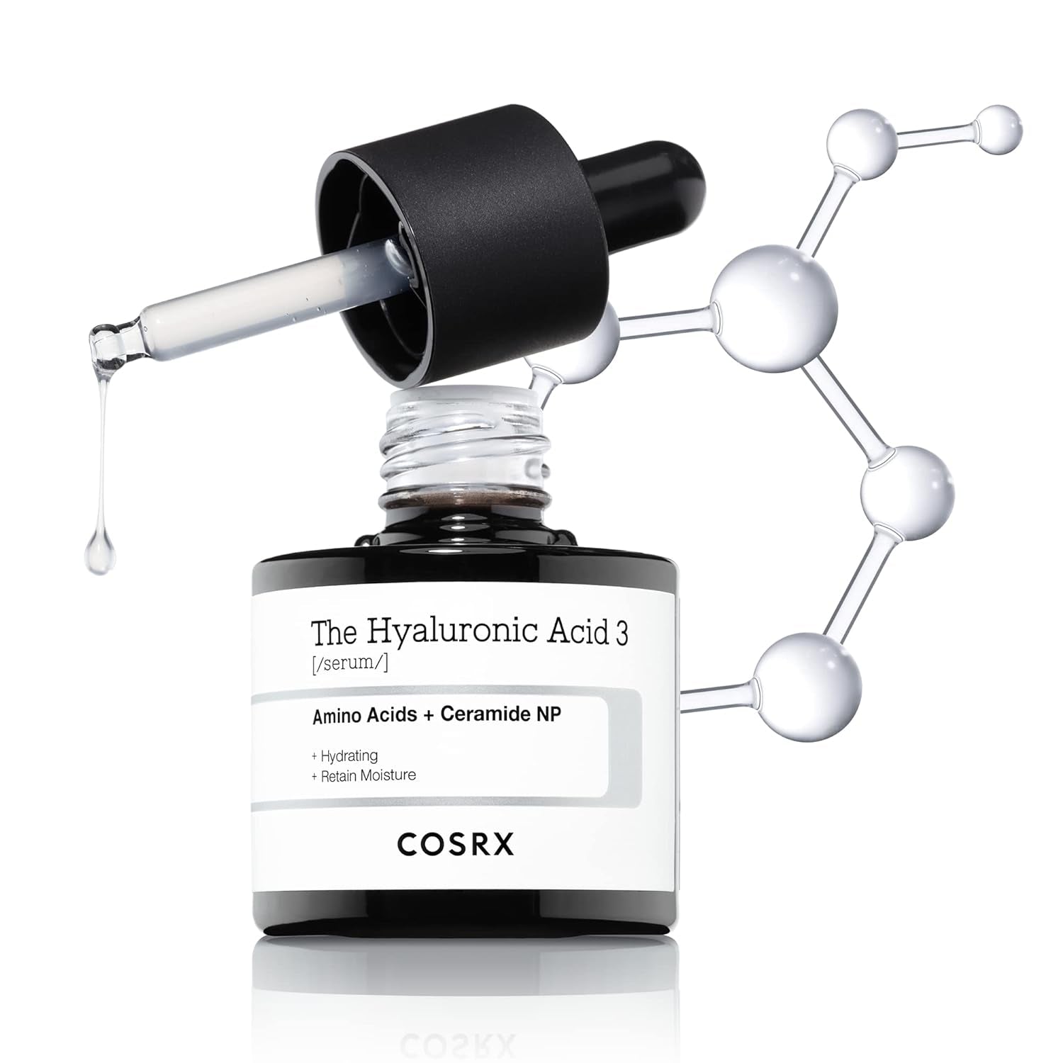 Pure Sodium Hyaluronic Acid 3% Serum, Hydration & Moisture Boosting Facial Serum for Fine Lines & Wrinkles, Plump & Repair Dry Skin, 0.67Fl.Oz/20Ml, No Artificial Fragrance, Korean Skin Care