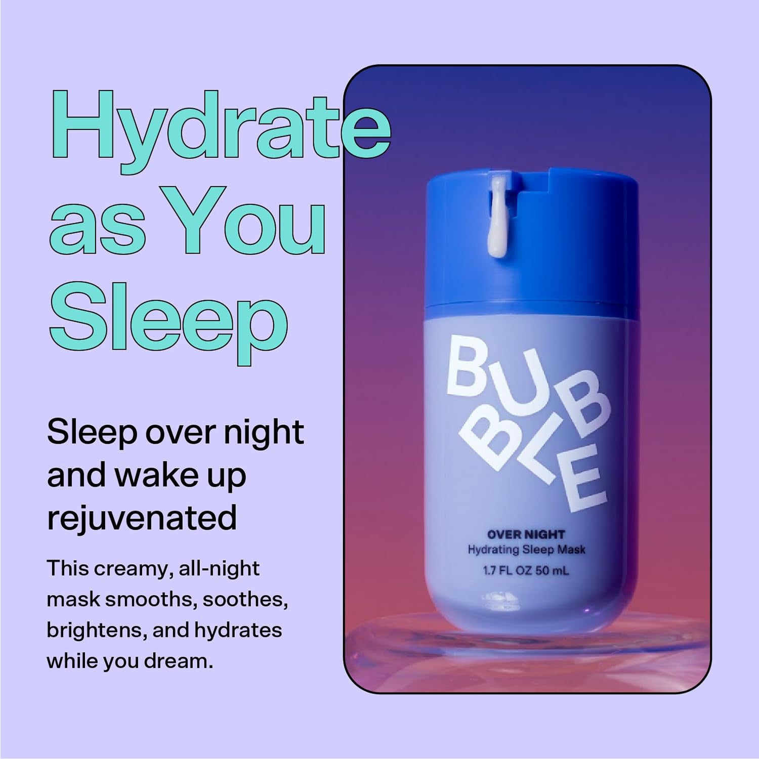 over Night Hydrating Sleep Mask - Gentle Exfoliating Overnight Face Mask for Skin Barrier Repair - Formulated with Mandelic Acid & Sodium PCA to Hydrate, Brighten & Soothe Skin (50Ml)