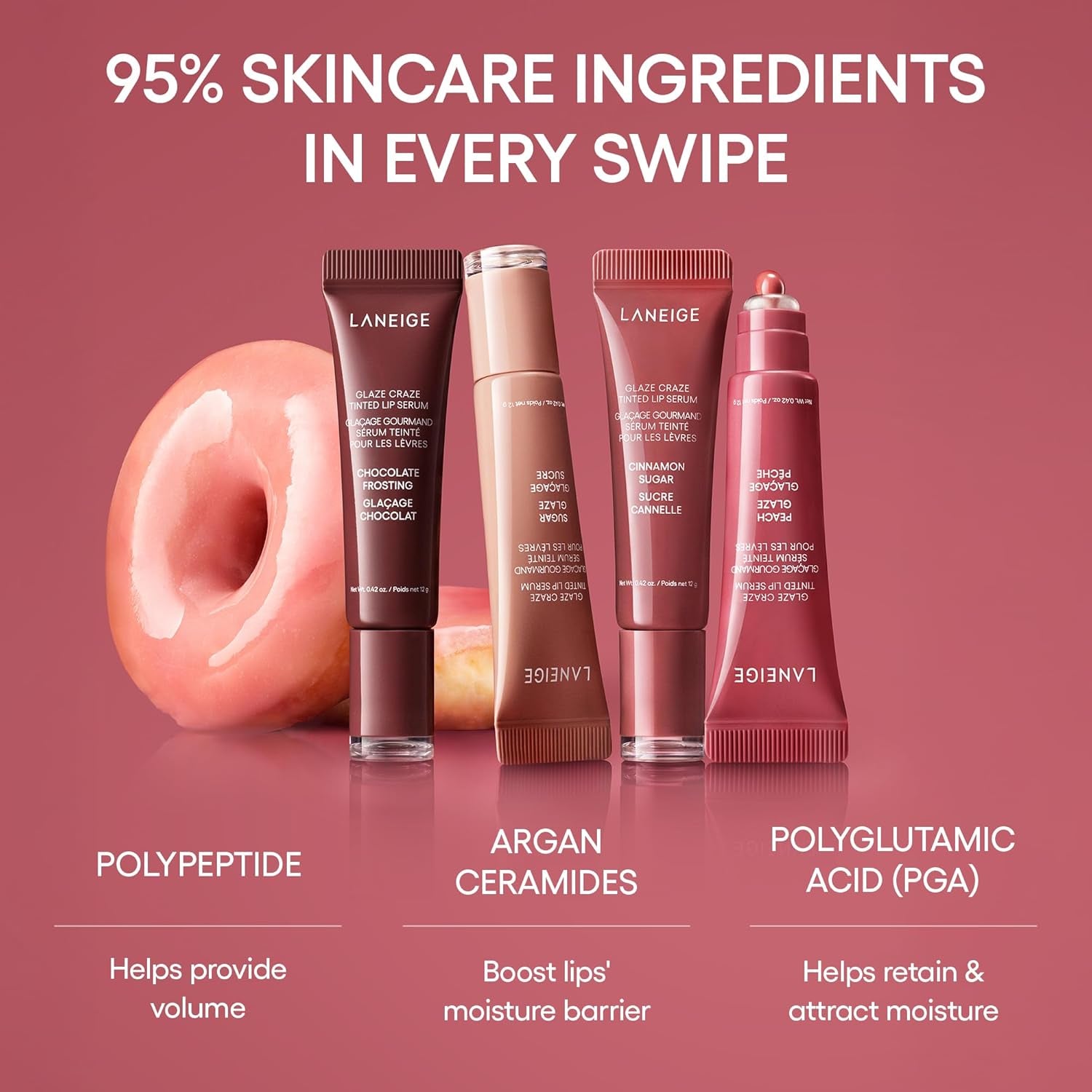 Glaze Craze Tinted Lip Serum: Hydrating Lip Serum for Glossy, Nourished Lips with Plumping Polypeptides