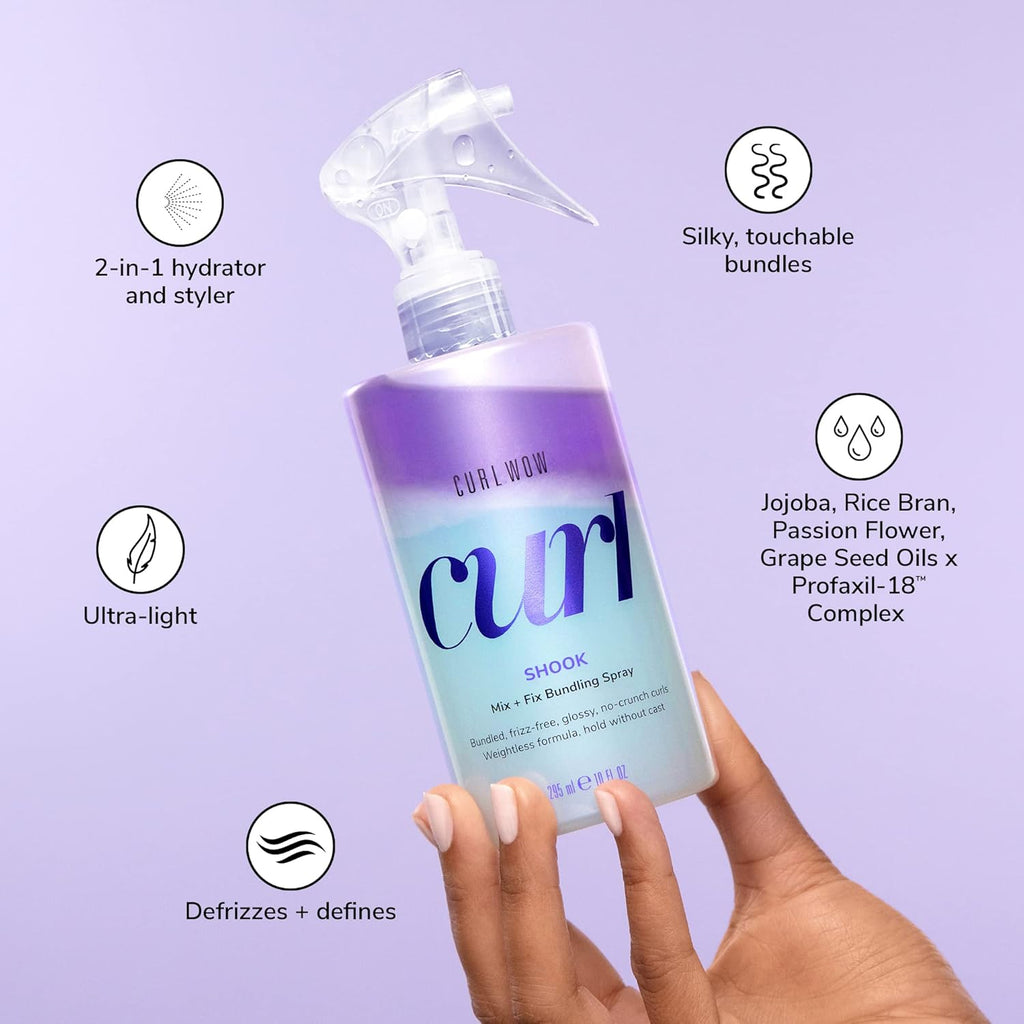 COLOR WOW Curl Wow Shook Mix + Fix Bundling Spray – Shake-To-Activate Spray Combines Powerful Hydrators + Crunch-Free Polymers for Perfectly Defined, Glossy, Frizz-Free Curls